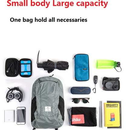 Naturehike Ultra-light Portable Outdoor Waterproof Bag Travel Double Shoulder Foldable Backpack, Capacity:22L(Black)-garmade.com