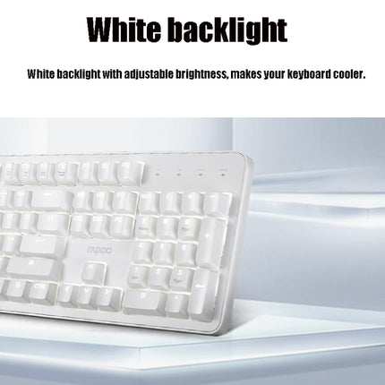 Rapoo MT710 104 Keys White Backlight Office Machinery Wired Keyboard(Black Shaft)-garmade.com
