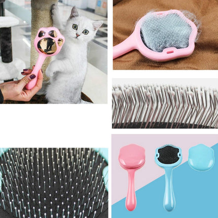 Footprint Pet Hair Removal Comb Dog Cat Hair Remover(Blue)-garmade.com