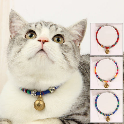 5 PCS Cat Bell Collar Handmade Dog Cat Accessories Neck Collar, Size:Small 22+7cm(Red)-garmade.com