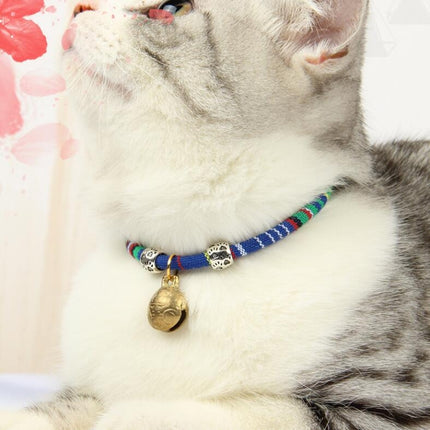 5 PCS Cat Bell Collar Handmade Dog Cat Accessories Neck Collar, Size:Small 22+7cm(Blue)-garmade.com