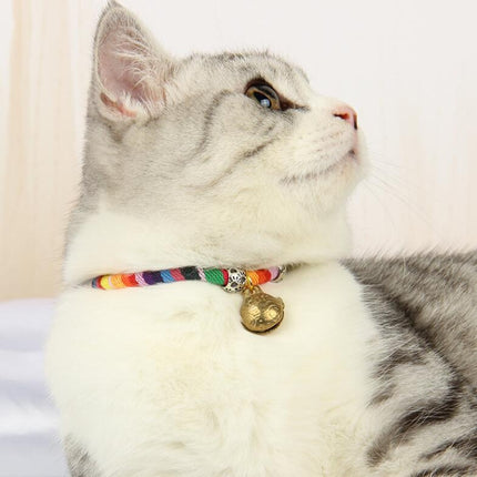 5 PCS Cat Bell Collar Handmade Dog Cat Accessories Neck Collar, Size:Small 22+7cm(Colorful)-garmade.com