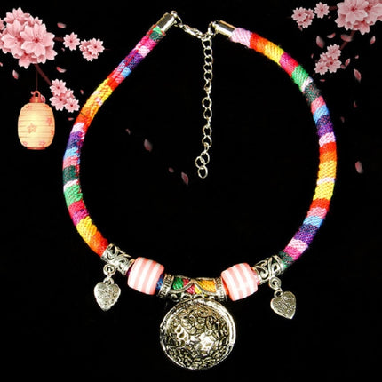 5 PCS Cat Bell Collar Handmade Cat Dog National Style Necklace, Size:Medium 26+7cm(Pink)-garmade.com