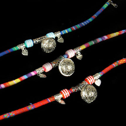5 PCS Cat Bell Collar Handmade Cat Dog National Style Necklace, Size:Larege 30+7cm(Pink)-garmade.com