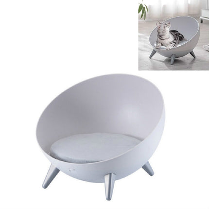 Hemispherical Cat and Dog Kennel Comfortable and Warm Half-sealed Pet Nest, Style:Gray Feet-garmade.com