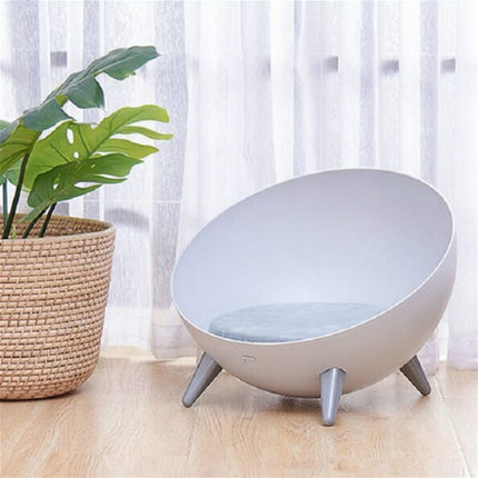 Hemispherical Cat and Dog Kennel Comfortable and Warm Half-sealed Pet Nest, Style:Gray Feet-garmade.com