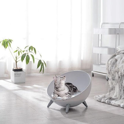 Hemispherical Cat and Dog Kennel Comfortable and Warm Half-sealed Pet Nest, Style:Wood Grain Feet-garmade.com