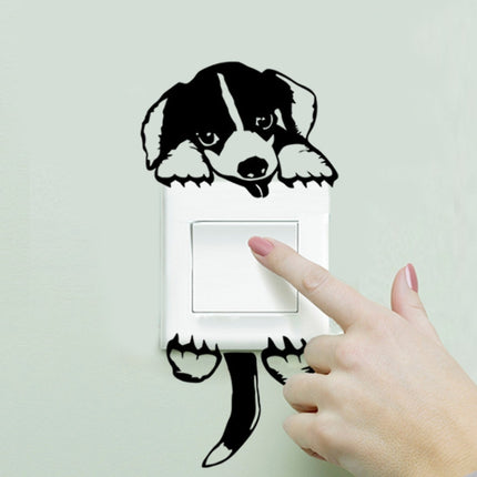 4 PCS Cartoon Cute Puppy Decorative Switch Wall Sticker PVC Waterproof Sticker(Size:11x22cm)-garmade.com