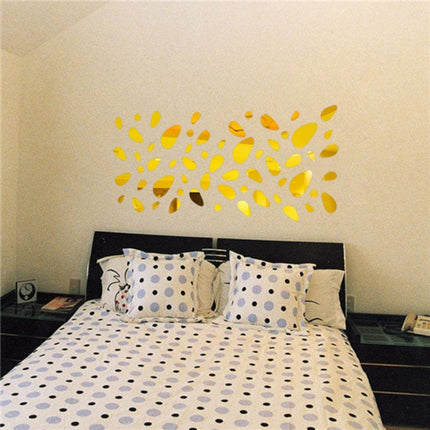 12 PCS/S 3D Mirror Removable Wall Sticker For Living Room Bedroom TV Background Mirror Mural Wall Decor(Gold)-garmade.com
