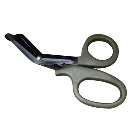 B-011 Outdoor Portable First Aid Canvas Elbow Scissors with Fine Teeth(Army Green)-garmade.com