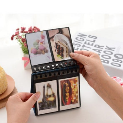 Calendar Style Desktop Standing Brand Name Folder Mini Desk 3 inch 68 Photos Album Book(Black)-garmade.com