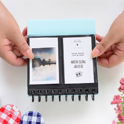 Calendar Style Desktop Standing Brand Name Folder Mini Desk 3 inch 68 Photos Album Book(Sky Blue)-garmade.com