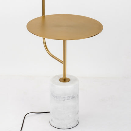 Minimalist Marble with Small Table Floor Lamp(Black White Base)-garmade.com