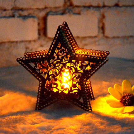Christmas Decor Moroccan Candlestick Candles Five-pointed Star Colorful Candlestick-garmade.com