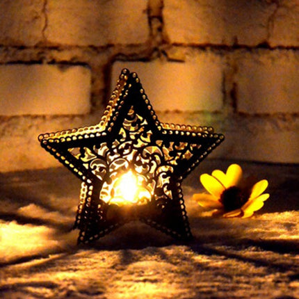 Christmas Decor Moroccan Candlestick Candles Five-pointed Star Colorful Candlestick-garmade.com
