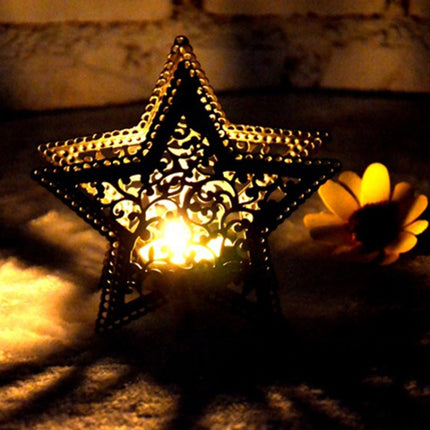 Christmas Decor Moroccan Candlestick Candles Five-pointed Star Colorful Candlestick-garmade.com