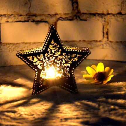 Christmas Decor Moroccan Candlestick Candles Five-pointed Star Colorful Candlestick-garmade.com