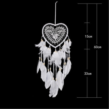 Creative Hand-Woven Crafts Dream Catcher Home Car Wall Hanging Decoration, Type:With Light(White)-garmade.com