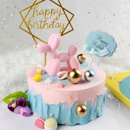 Resin Balloon Puppy Birthday Cake Decoration Party Dessert Table Arrangement(Golden)-garmade.com