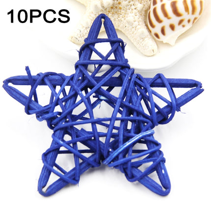 10 PCS 6cm Artificial Straw Ball DIY Decoration Rattan Stars Christmas Decor Home Ornament Supplies(Blue)-garmade.com