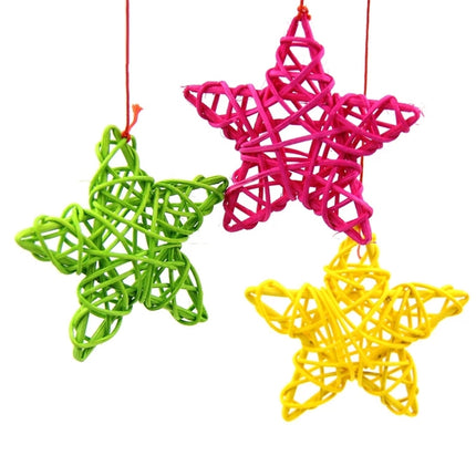 10 PCS 6cm Artificial Straw Ball DIY Decoration Rattan Stars Christmas Decor Home Ornament Supplies(Blue)-garmade.com