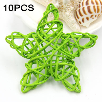 10 PCS 6cm Artificial Straw Ball DIY Decoration Rattan Stars Christmas Decor Home Ornament Supplies(Green)-garmade.com