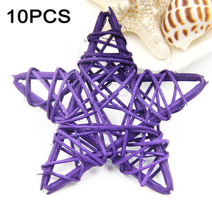 10 PCS 6cm Artificial Straw Ball DIY Decoration Rattan Stars Christmas Decor Home Ornament Supplies(Purple)-garmade.com