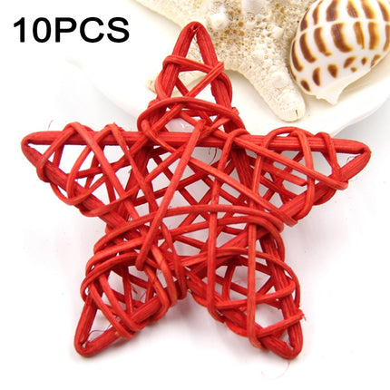 10 PCS 6cm Artificial Straw Ball DIY Decoration Rattan Stars Christmas Decor Home Ornament Supplies(Red)-garmade.com