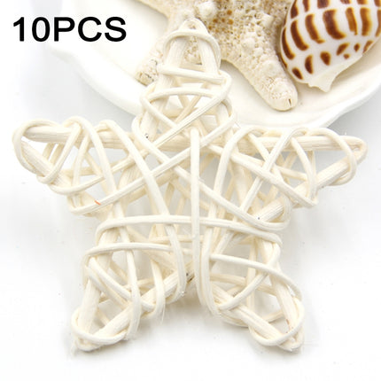10 PCS 6cm Artificial Straw Ball DIY Decoration Rattan Stars Christmas Decor Home Ornament Supplies(White)-garmade.com