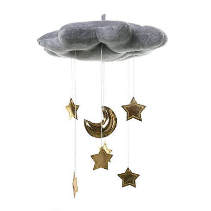 Baby Room Home Fecoration Creative Three-dimensional Cloud Star Cloth Bedside Hanging Scene Layout Props(Dark Gray)-garmade.com