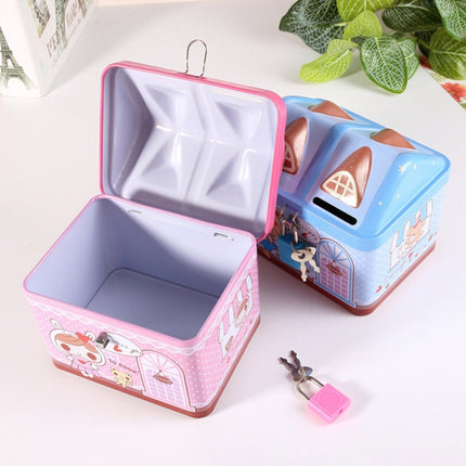 Children Cartoon Saving Small Coin Storage House Piggy Bank(Pink)-garmade.com