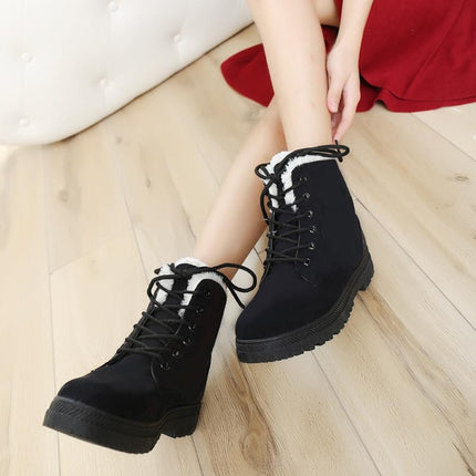 Ladies Cotton Shoes Plus Velvet Snow Boots, Size:35(Black)-garmade.com