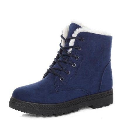 Ladies Cotton Shoes Plus Velvet Snow Boots, Size:35(Blue)-garmade.com
