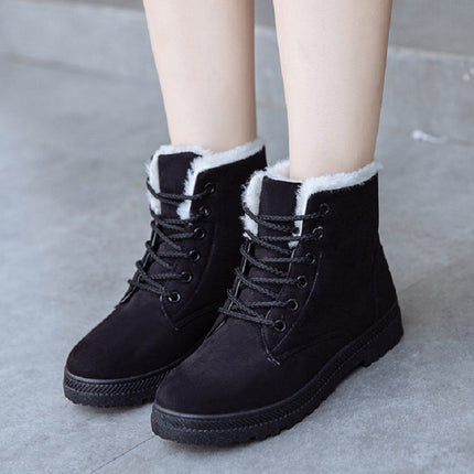 Ladies Cotton Shoes Plus Velvet Snow Boots, Size:37(Black)-garmade.com