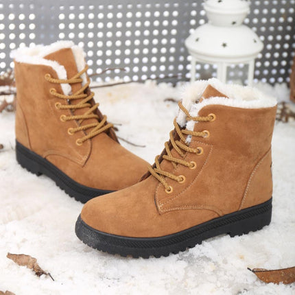 Ladies Cotton Shoes Plus Velvet Snow Boots, Size:38(Khaki)-garmade.com