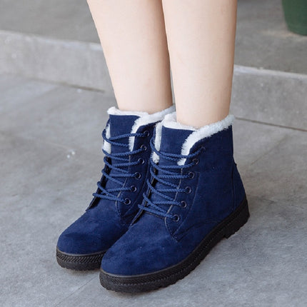 Ladies Cotton Shoes Plus Velvet Snow Boots, Size:39(Blue)-garmade.com