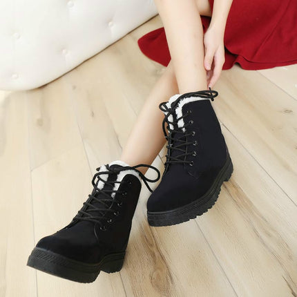 Ladies Cotton Shoes Plus Velvet Snow Boots, Size:40(Black)-garmade.com
