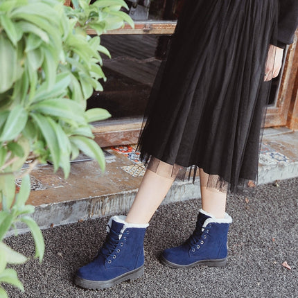 Ladies Cotton Shoes Plus Velvet Snow Boots, Size:42(Blue)-garmade.com
