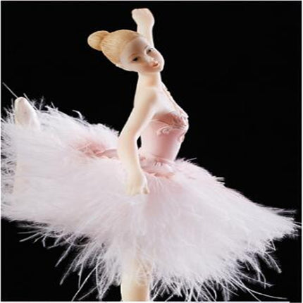 Elegant Refined Ballerina Dance Carousel Music Box Barbie Feather Music Box(Pink)-garmade.com