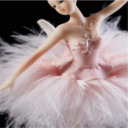 Elegant Refined Ballerina Dance Carousel Music Box Barbie Feather Music Box(Pink)-garmade.com