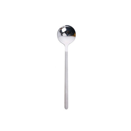 Mini Accessories Coffee Spoon Kitchen Dessertspoon Dining Round Shape Coffee Stainless Steel Home, Size:13cm(Silver)-garmade.com