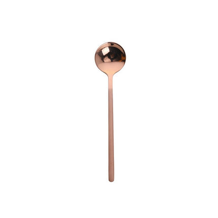 Mini Accessories Coffee Spoon Kitchen Dessertspoon Dining Round Shape Coffee Stainless Steel Home, Size:13cm(Rose Gold)-garmade.com