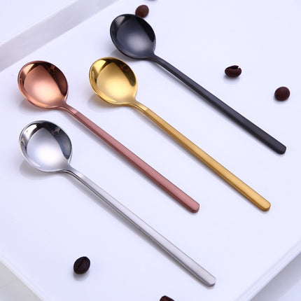 Mini Accessories Coffee Spoon Kitchen Dessertspoon Dining Round Shape Coffee Stainless Steel Home, Size:13cm(Rose Gold)-garmade.com