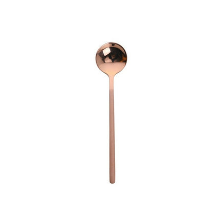 Mini Accessories Coffee Spoon Kitchen Dessertspoon Dining Round Shape Coffee Stainless Steel Home, Size:15cm(Rose Gold)-garmade.com