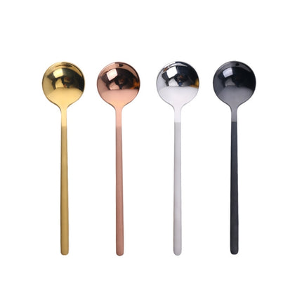 Mini Accessories Coffee Spoon Kitchen Dessertspoon Dining Round Shape Coffee Stainless Steel Home, Size:15cm(Rose Gold)-garmade.com