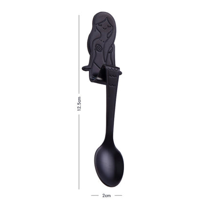 Creative Coffee Spoon Mermaid Shape Handle Spoons Flatware Drinking Tools, Color:Black-garmade.com