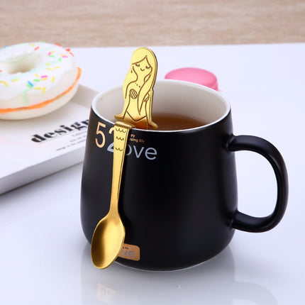 Creative Coffee Spoon Mermaid Shape Handle Spoons Flatware Drinking Tools, Color:Black-garmade.com