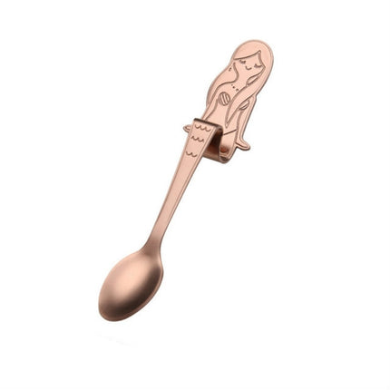 Creative Coffee Spoon Mermaid Shape Handle Spoons Flatware Drinking Tools, Color:Rose Gold-garmade.com