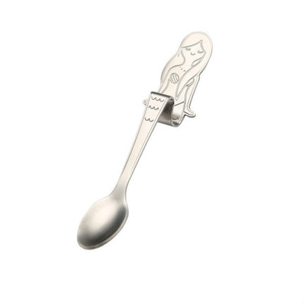 Creative Coffee Spoon Mermaid Shape Handle Spoons Flatware Drinking Tools, Color:True Color-garmade.com