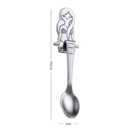 Creative Coffee Spoon Mermaid Shape Handle Spoons Flatware Drinking Tools, Color:True Color-garmade.com